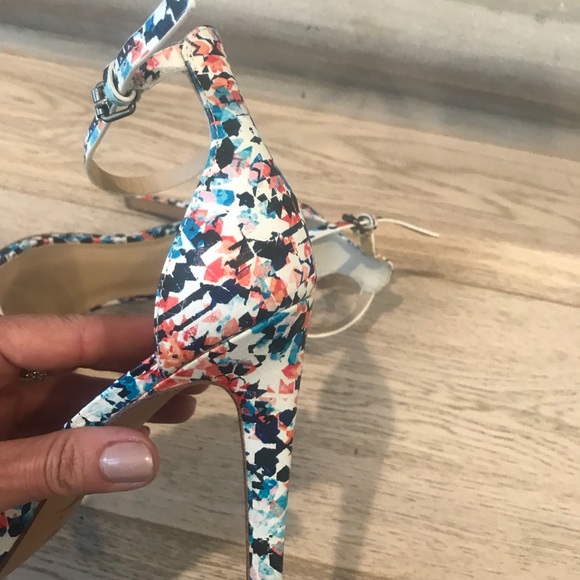 NEW! Bright colored paint splattered strappy heels - Picture 6 of 8